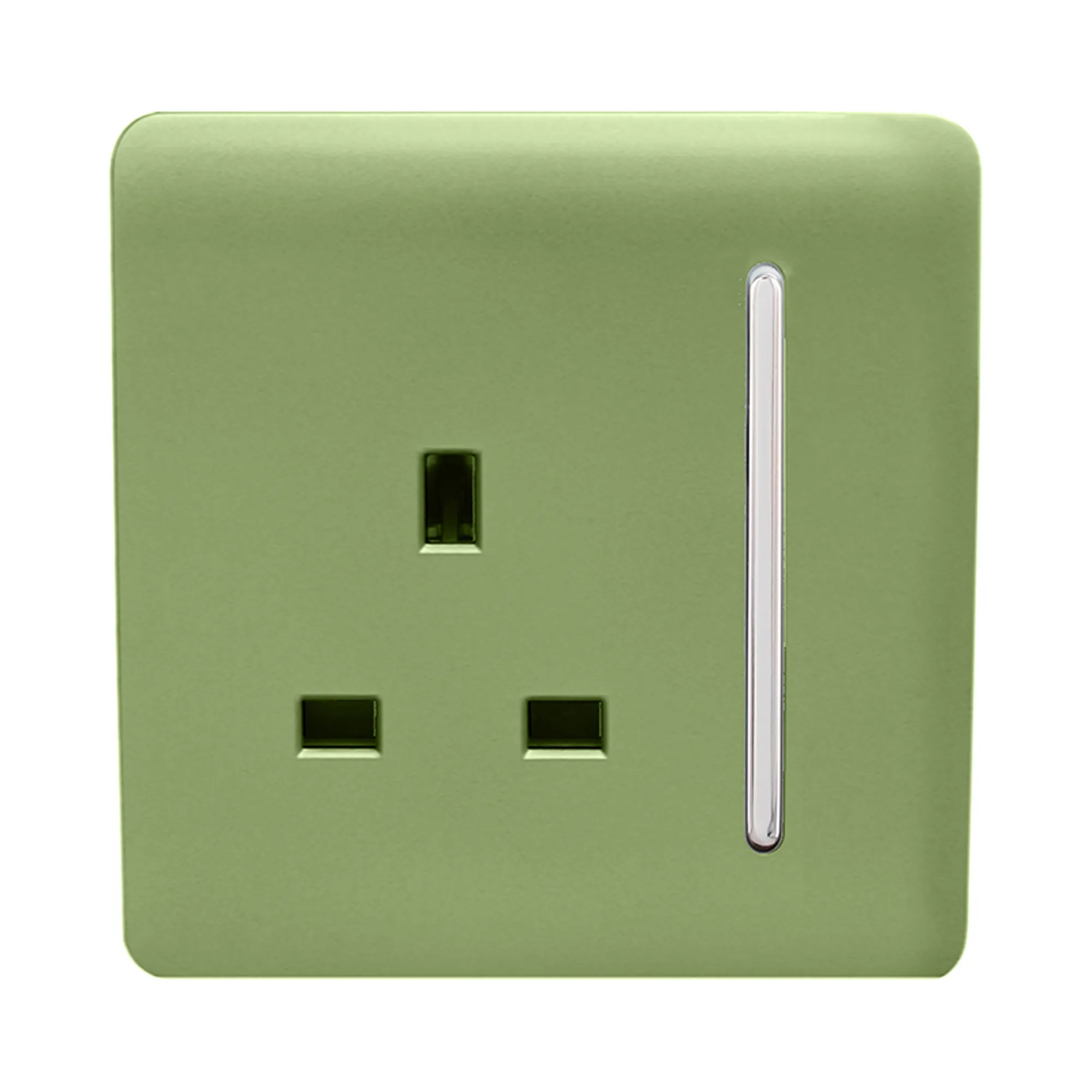 1 Gang 13Amp Switched Single Socket Moss Green